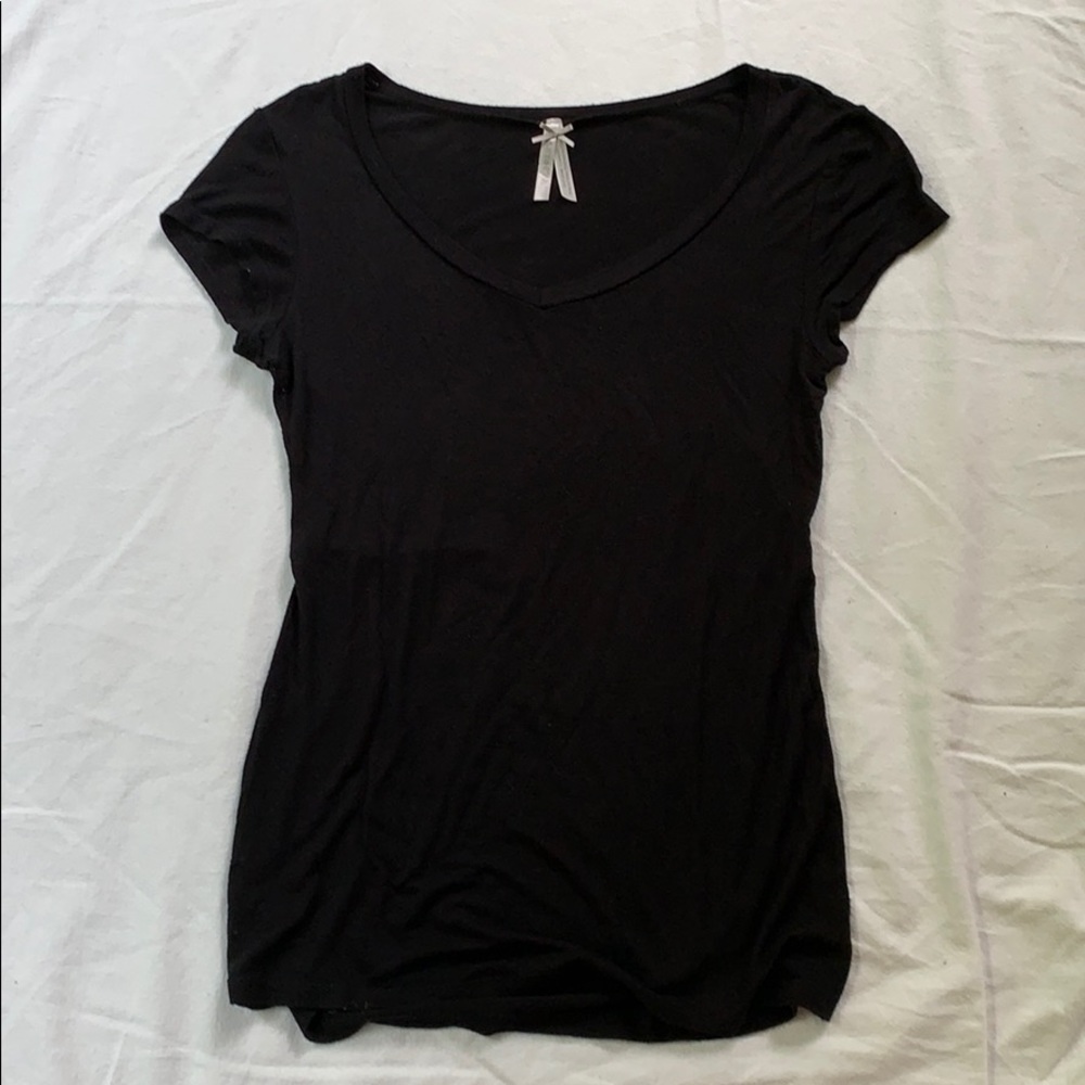 classic black v-neck top